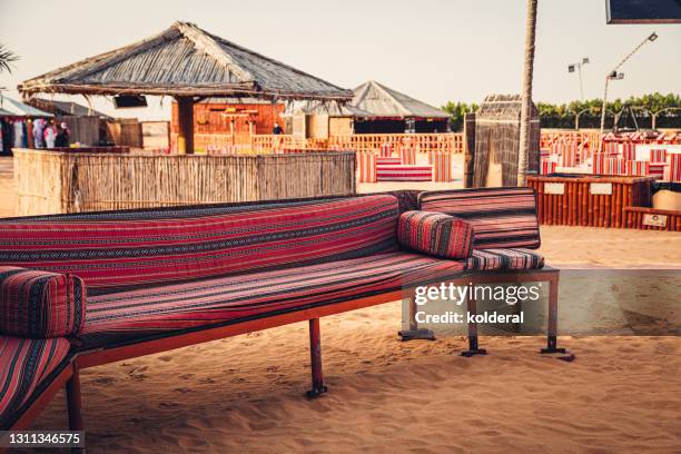 bedouin camp in the desert - arabian tent stock-fotos und bilder