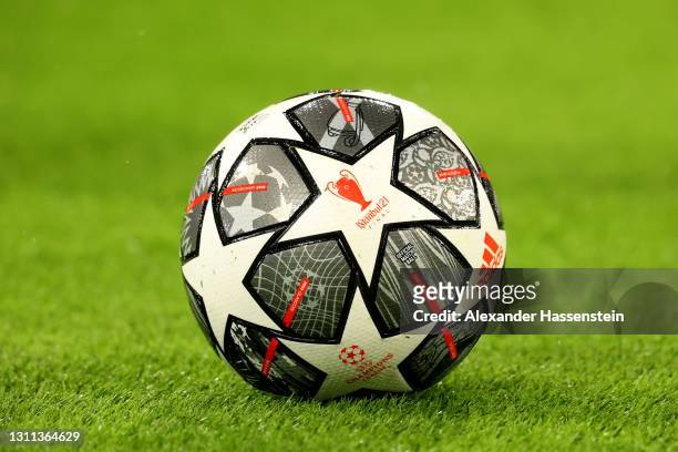 The official Final matchball for the UEFA Champions League Finale Istanbul 2021 is pictured during the UEFA Champions League Quarter Final match...