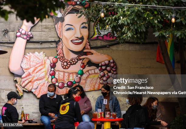 The iconic mural of actress and samba singer Carmen Miranda is featured at El Rio, located at 3158 Mission St., on Saturday, April 3 in San...