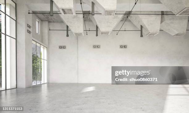 open plan studio - white wall interior stock pictures, royalty-free photos & images