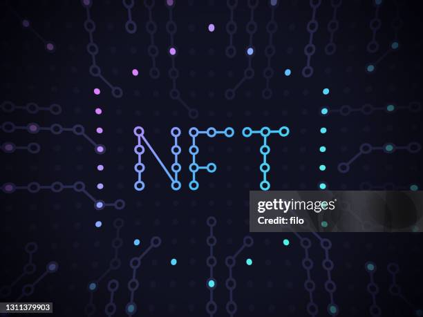 stockillustraties, clipart, cartoons en iconen met nft niet-fungibele tokens digital art concept - ledger