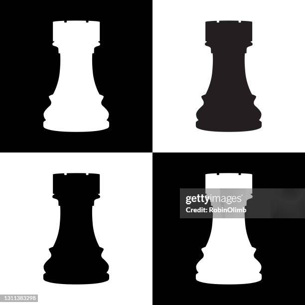 rook chess board icon - rook chess piece stock illustrations