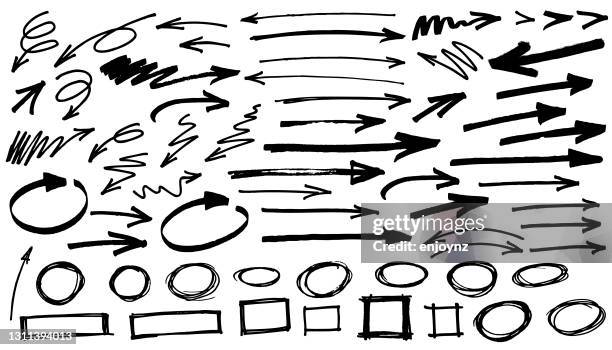 black arrows white background - felt tip pen stock illustrations