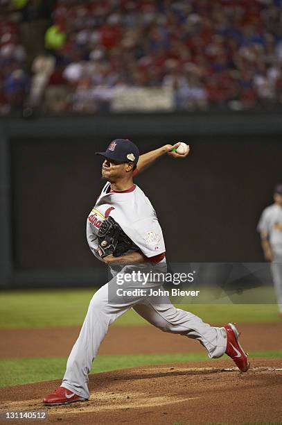 World Series: St. Louis Cardinals Edwin Jackson in action, pitching vs St. Louis Cardinals at Rangers Ballpark. Game 4. Arlington, TX CREDIT: John...