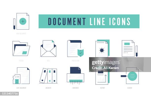 document icon set - contemporary documentaries stock illustrations