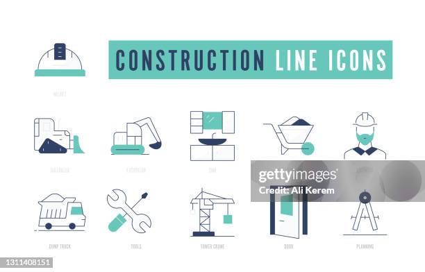 construction icon set - skyscraper builder stock illustrations
