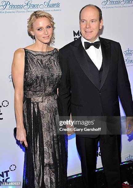 Princess Charlene of Monaco and T.S.H. Prince Albert ll attend the 2011 Princess Grace Awards Gala at Cipriani 42nd Street on November 1, 2011 in New...