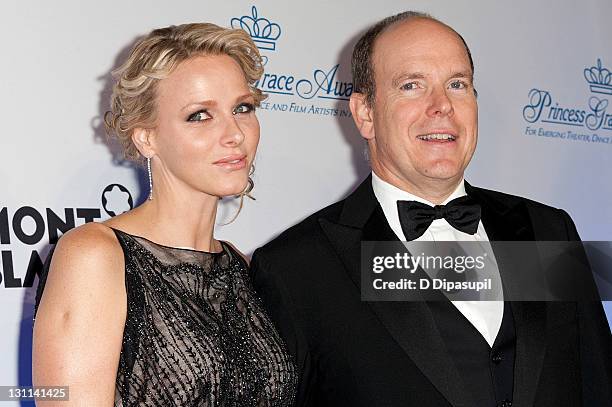 Prince Albert II and Princess Charlene of Monaco attend the 2011 Princess Grace Awards Gala at Cipriani 42nd Street on November 1, 2011 in New York...