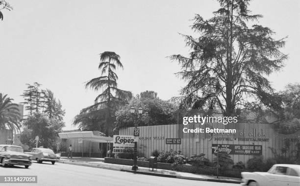 The Garden of Allah Hotel & Restaurant on Sunset Strip, a stretch of Sunset Boulevard, in West Hollywood, California, 24th September 1959. Within...