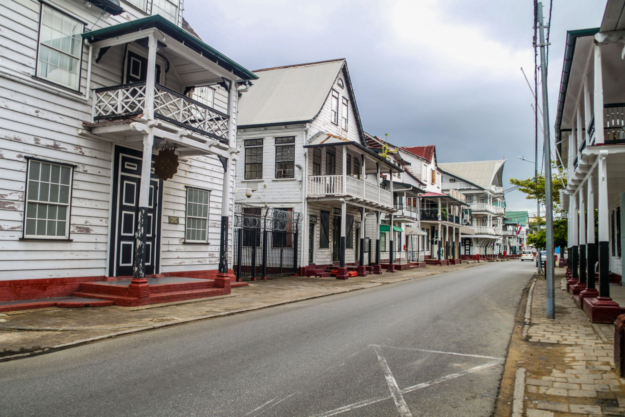 Street with old colonial buildings in Paramaribo, capital of Suriname. Street with old colonial buildings in Paramaribo, capital of Suriname.