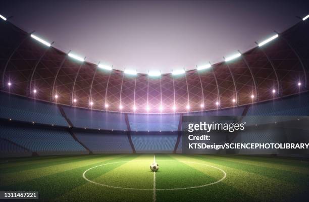 ilustrações, clipart, desenhos animados e ícones de football stadium, illustration - iluminado por holofote