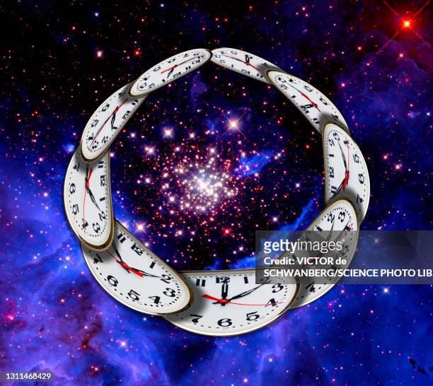 illustrazioni stock, clip art, cartoni animati e icone di tendenza di universe and circular time, conceptual illustration - the big bang theory
