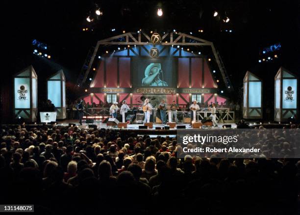 Country music singer Alan Jackson performs at the Grand Ole Opry in Nashville, Tennessee, in 2000, during the Opry's 75th anniversary.