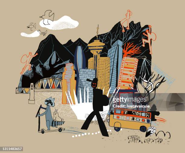 vancouver in canada - vancouver canada stock illustrations