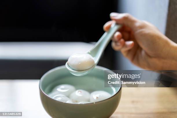 close-up of chinese traditional tangyuan on the table - lantern festival china stock pictures, royalty-free photos & images