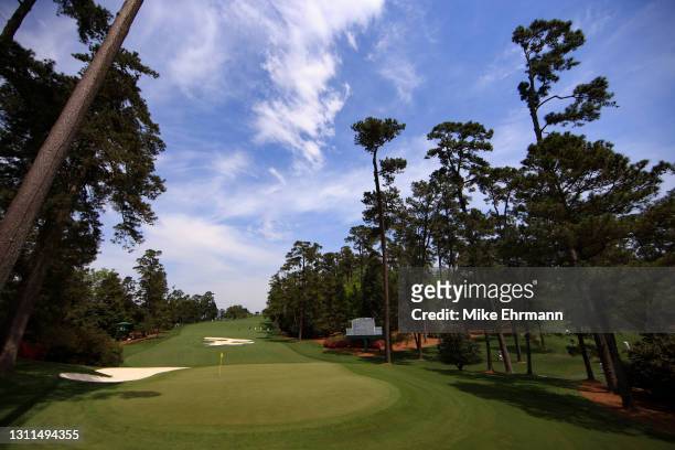 General view of the tenth green during the first round of the Masters at Augusta National Golf Club on April 08, 2021 in Augusta, Georgia.