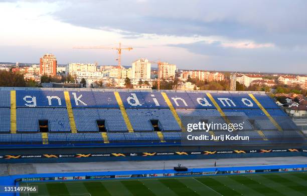 General view inside the stadium prior to the UEFA Europa League Quarter Final First Leg match between Dinamo Zagreb and Villarreal at Stadion...