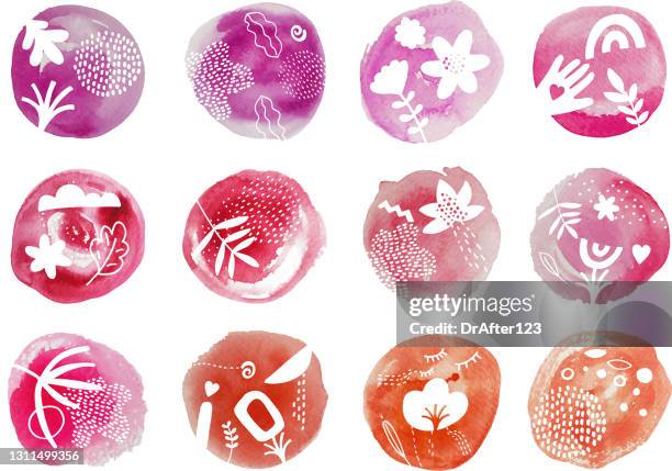 vibrant abstract water color design elements - lotus water lily stock illustrations