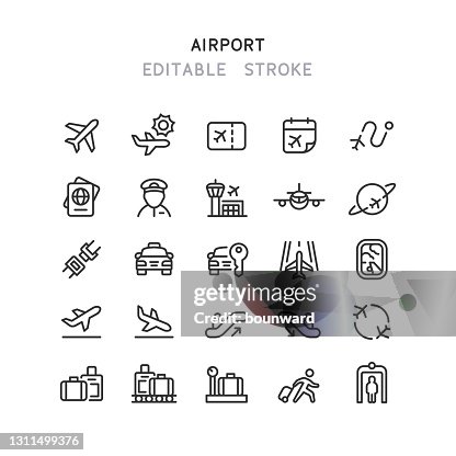 Airport Line Icons Editable Stroke Airport Line Icons Editable Stroke