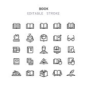 Book Line Icons Editable Stroke