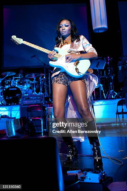 Recording artist Malina Moye performs at The "Never Again" Peace Concert at Gibson Amphitheatre on November 1, 2011 in Universal City, California.