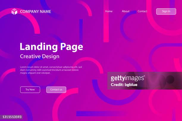 landing page template - abstract design with geometric shapes - trendy pink gradient - circle of infinity stock illustrations