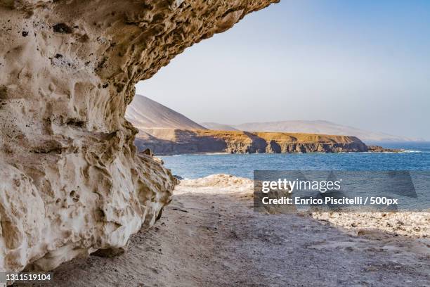 scenic view of sea against clear sky,castillo caleta de fuste,canary islands,spain - caleta de fuste stock pictures, royalty-free photos & images