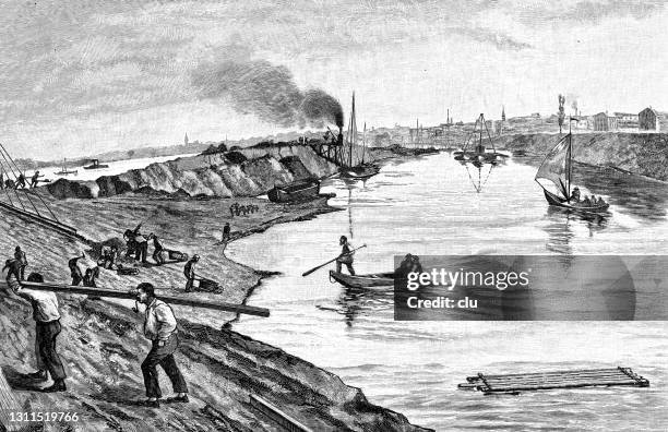dusseldorf harbor construction - dusseldorf stock illustrations