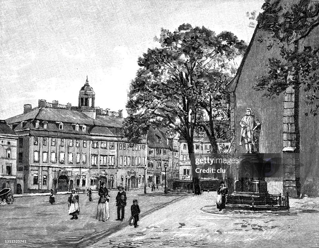 Eisenach, plaza del mercado, estatua de Johann Sebastian Bach