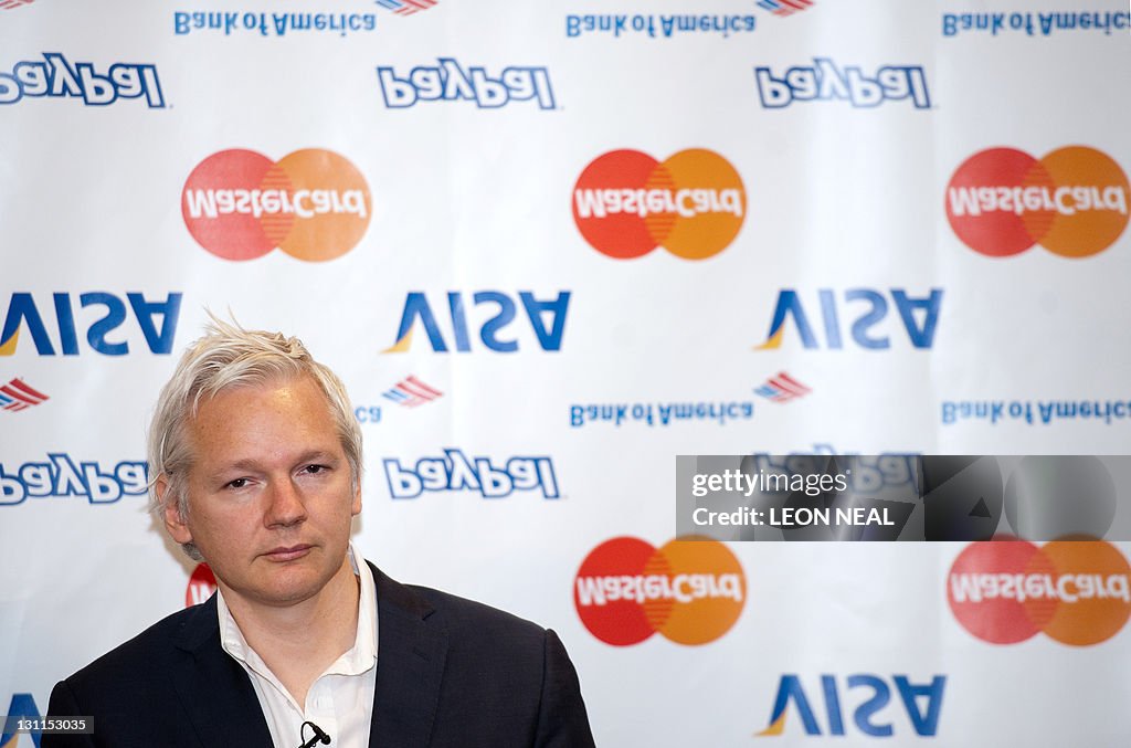 Wikileaks founder Julian Assange looks o