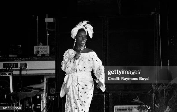 Comedienne Phyllis Stickney performs at the Regal Theater in Chicago, Illinois in October 1991.