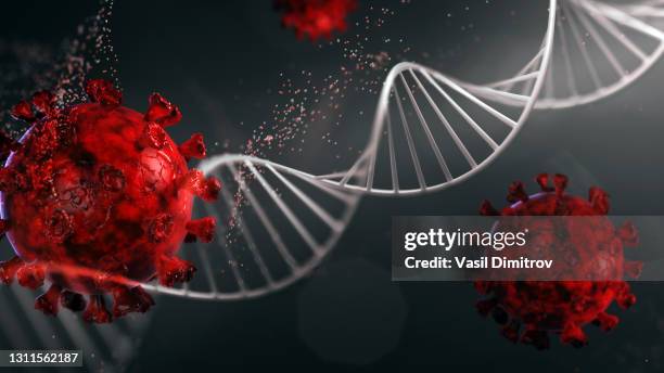 virus cells and dna 3d image. - vaccine development stock pictures, royalty-free photos & images