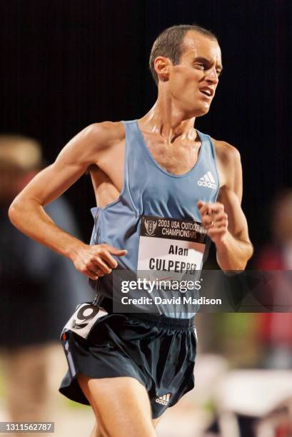 Alan Culpepper of the USA runs in the Men's 10000 meter event of the 2003 USA Track and Field Outdoor Championships on June 19, 2003 at Stanford...