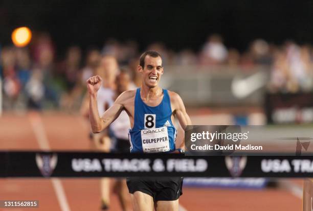 Alan Culpepper of the USA wins the Men's 5000 meters race of the 2002 USA Track and Field Outdoor Championships on June 22, 2002 at Stanford...