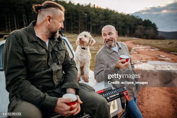 we are having free day of work - dog camping stock pictures, royalty-free photos & images