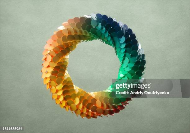 abstract multicoloured circular looped shape - new beginning stock pictures, royalty-free photos & images