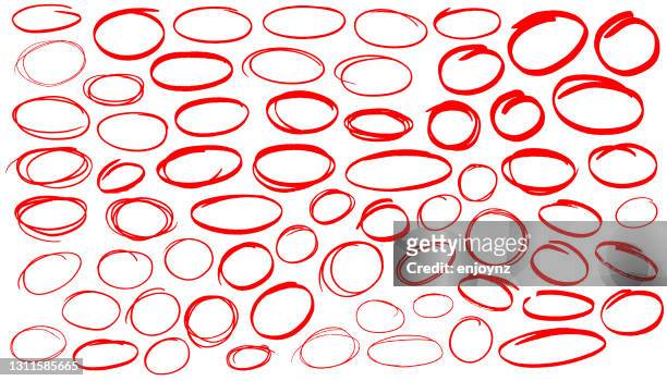 ilustrações de stock, clip art, desenhos animados e ícones de red pen marker circles - round