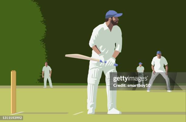 ilustraciones, imágenes clip art, dibujos animados e iconos de stock de jugadores de cricket - lanzador de críquet
