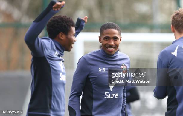 Kayne Ramsay during a Southampton FC training session at the Staplewood Campus on April 08, 2021 in Southampton, England.