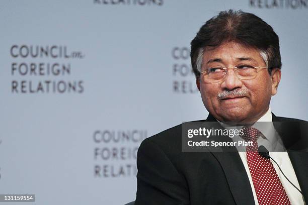 Former Pakistani president General Pervez Musharraf speaks at the Council on Foreign Relations on November 2, 2011 in New York City. General...