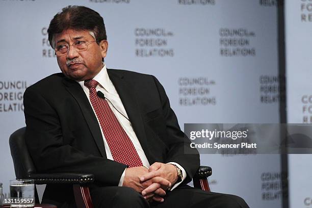 Former Pakistani president General Pervez Musharraf speaks at the Council on Foreign Relations on November 2, 2011 in New York City. General...