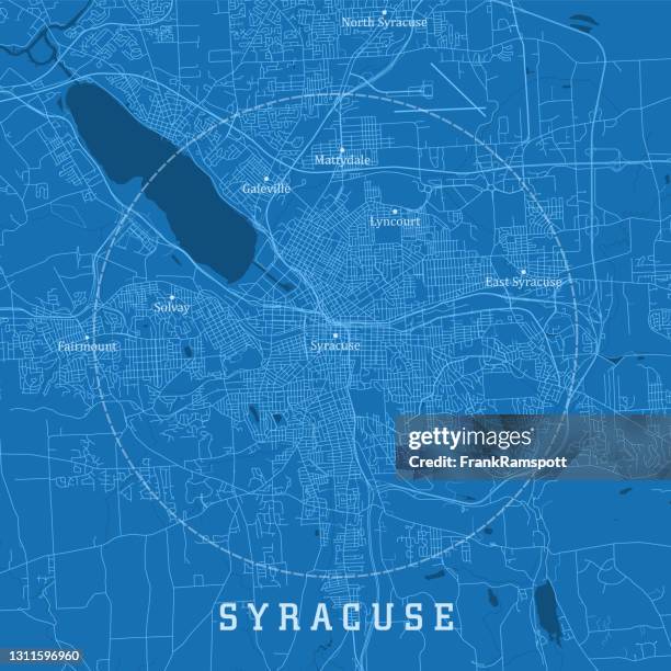 syrakus ny city vektor road map blauer text - v syracuse stock-grafiken, -clipart, -cartoons und -symbole