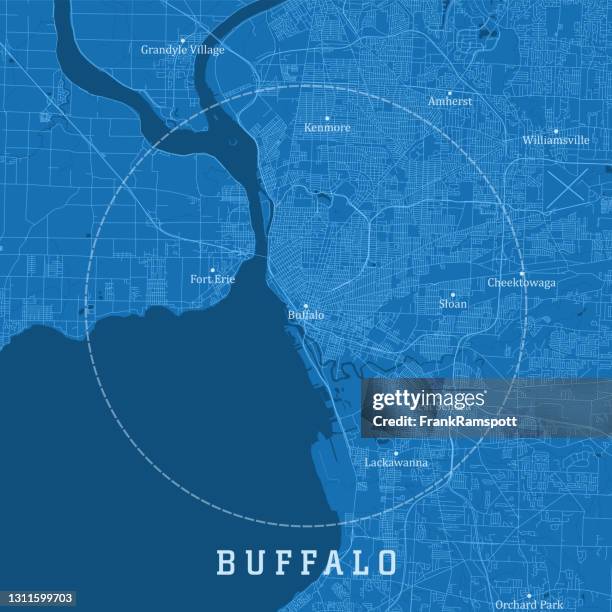 buffalo ny city vektor road map blauer text - lake erie stock-grafiken, -clipart, -cartoons und -symbole