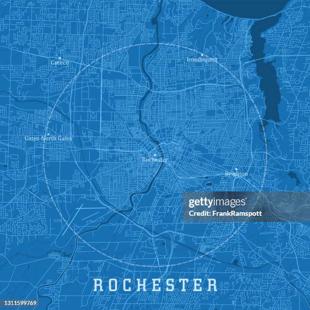 rochester ny city vektor road map blauer text - rochester bundesstaat new york stock-grafiken, -clipart, -cartoons und -symbole