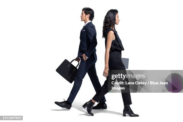 confident business people walking - business man walking with a bag in asia bildbanksfoton och bilder