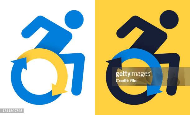 stockillustraties, clipart, cartoons en iconen met pictogram empowerment-symbool uitgeschakeld - wheelchair rugby