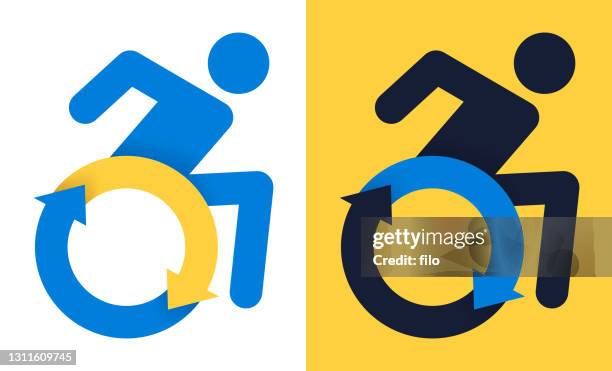 disabled empowerment symbol icon - wheelchair elevators stock illustrations