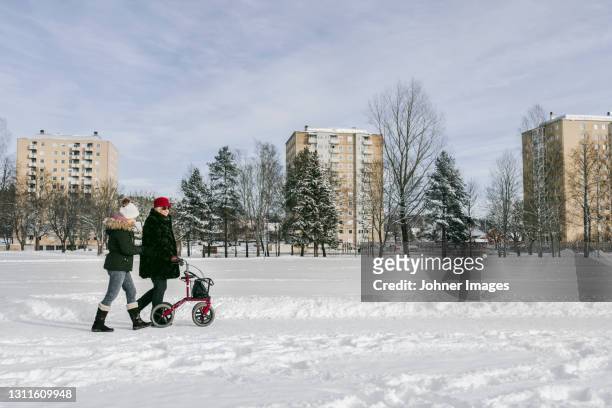 women having walk at winter - winter sport walk old stock pictures, royalty-free photos & images