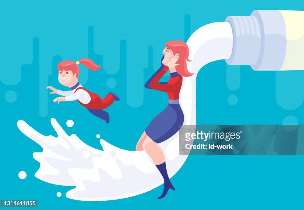 girl and mother with cream splashing - massage funny stock illustrations