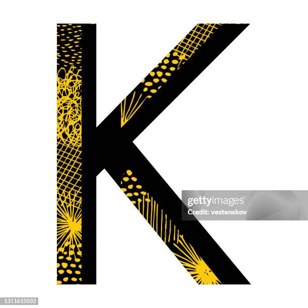 stockillustraties, clipart, cartoons en iconen met modieuze modieuze moderne kapitaalalfabeten met schetsstijltextuurvector - k pop